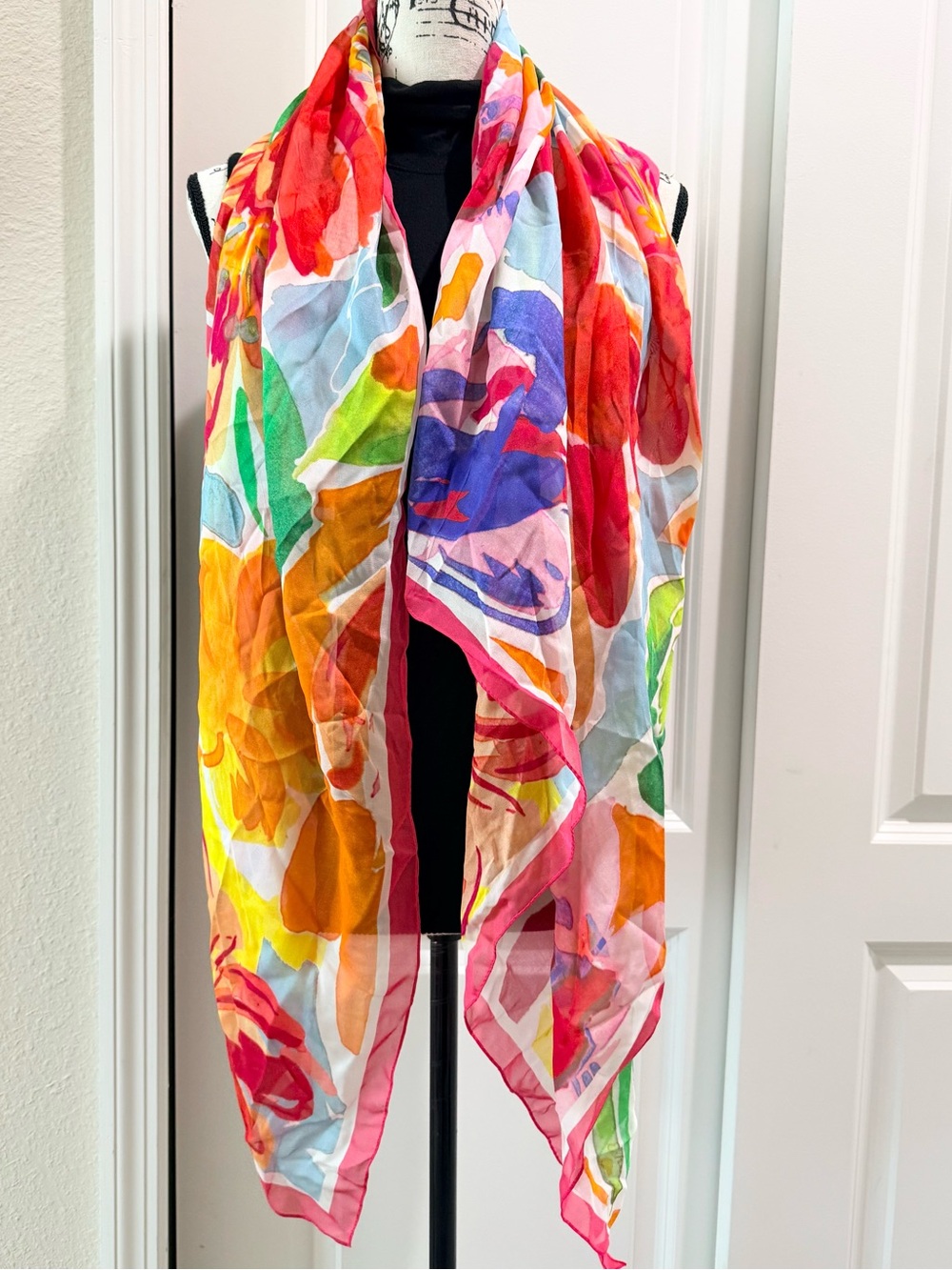 Echo Bloom Square Floral Silk Scarf
